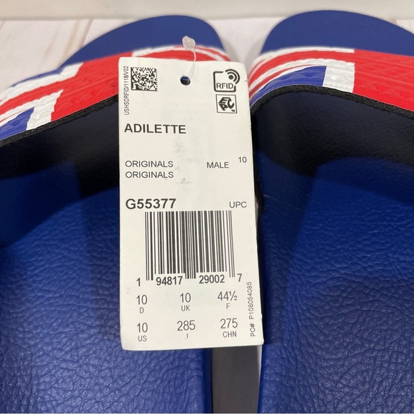 NWT Adidas Adilette Great Britain Slide Sandal Mens size 10 G55377 Blue White. - Picture 11 of 15